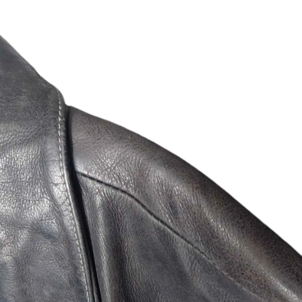Vintage Black Leather Women's Moto Jacket-Y2K Classic Collar Metal Zips Grunge - Picture 4 of 14